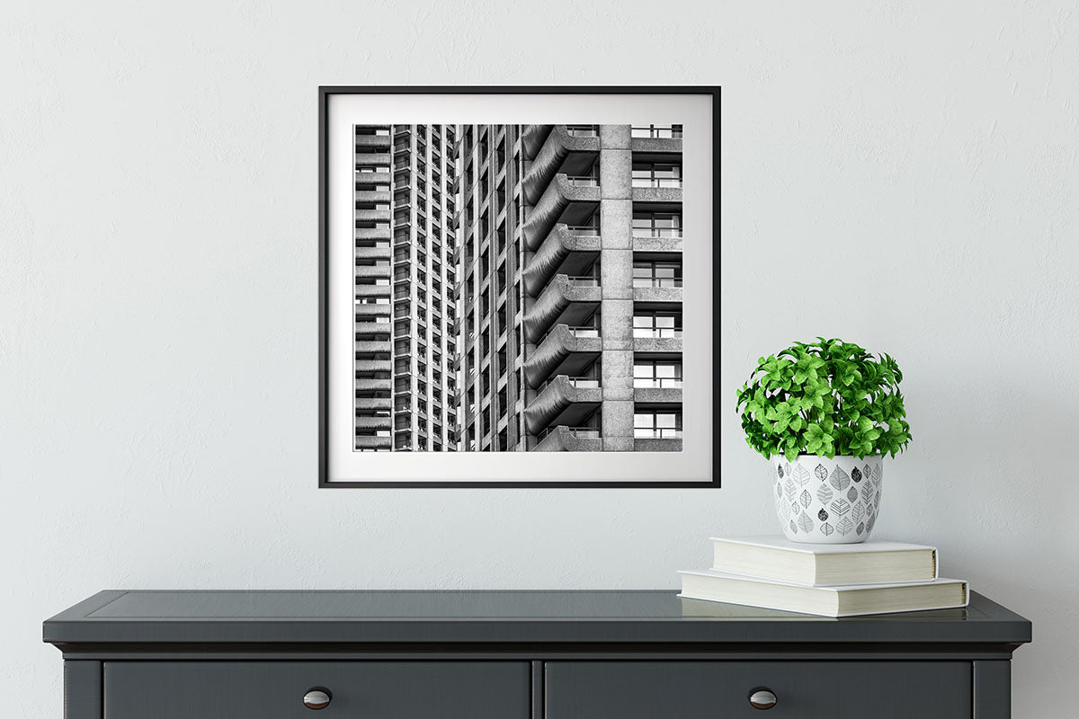 Barbican Estate Brutalist Architecture Black and White Photo Print | London Wall Art