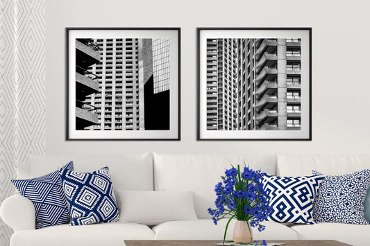 Barbican Square prints on wall