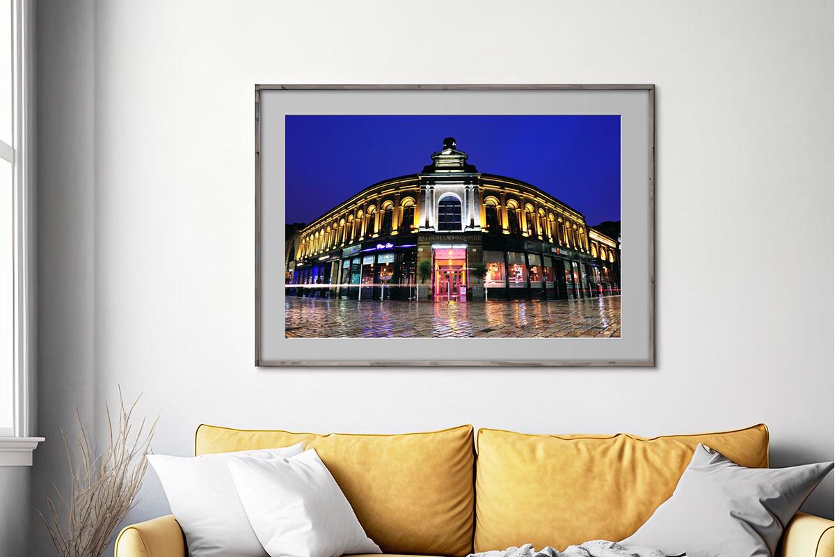 Glasgow Merchant Square Night photo print in frame no text