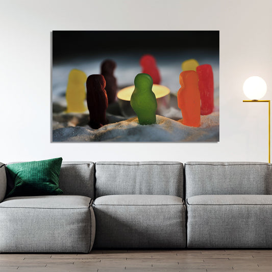 Quirky Jelly Babies 'On Strike' Photo Art | Playful Winter Protest Wall Art