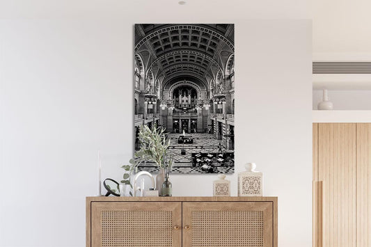 Kelvingrove Museum interior black and white wall art in living room
