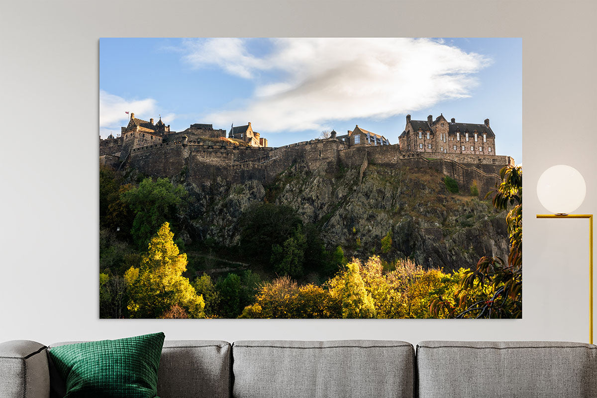 Edinburgh Castle Cityscape photo on wall mockup