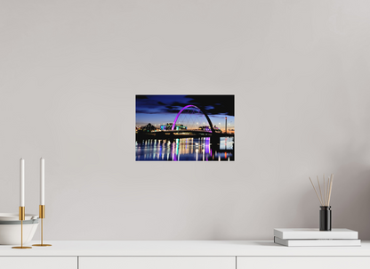 30 x 20 cm, Direct Print on Aluminium Dibond Glasgow Squinty Bridge at Night | Modern Scottish Cityscape Wall Art