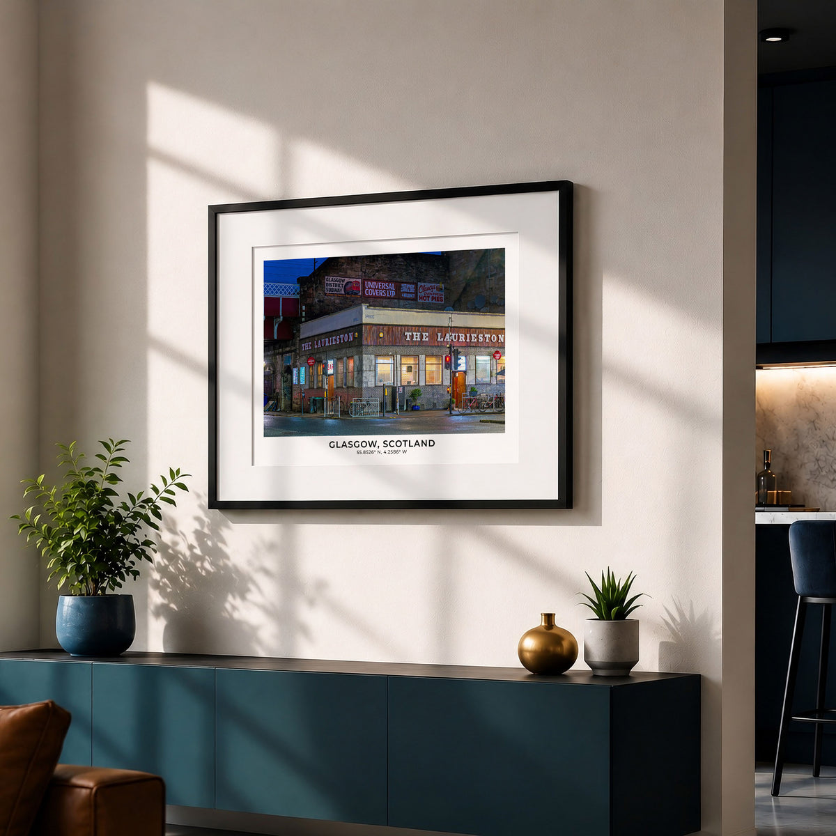 Glasgow Print, The Laurieston Bar, Famous Glasgow Pub at Night, Scotland Wall Art