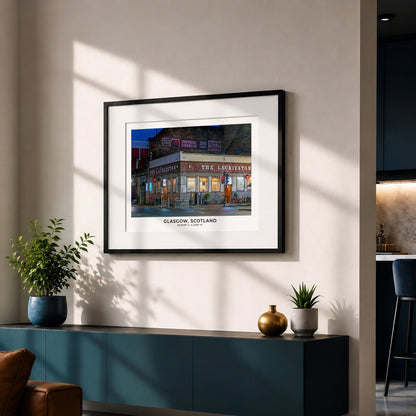 Glasgow Print, The Laurieston Bar, Famous Glasgow Pub at Night, Scotland Wall Art