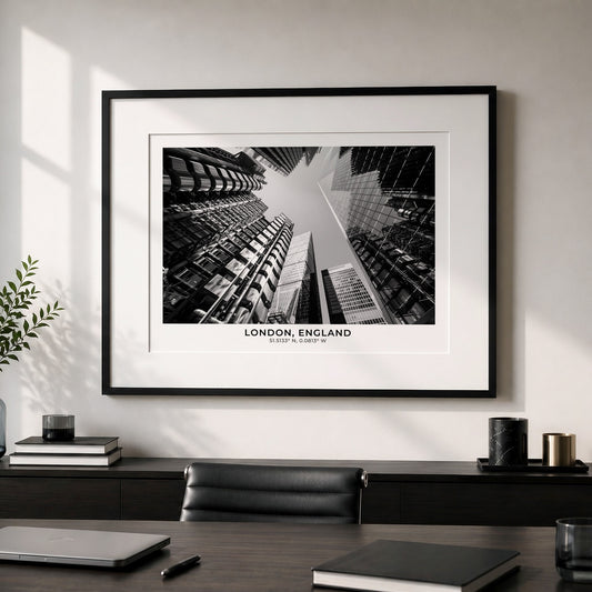London Architecture Print, Lloyds Building, The Scalpel, Black and White Cityscape