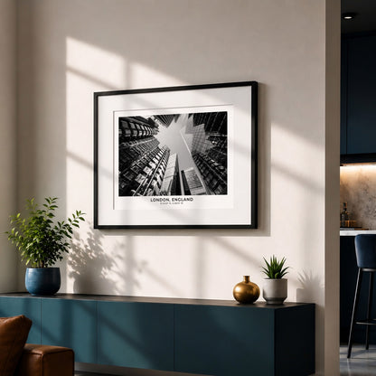 London Architecture Print, Lloyds Building, The Scalpel, Black and White Cityscape