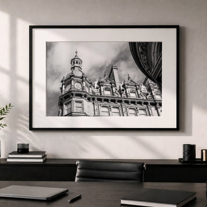 Glasgow Print, 123 St Vincent Street Skyline, Black and White Architecture Photography