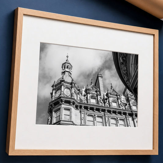 Glasgow Print, 123 St Vincent Street Skyline, Black and White Architecture Photography