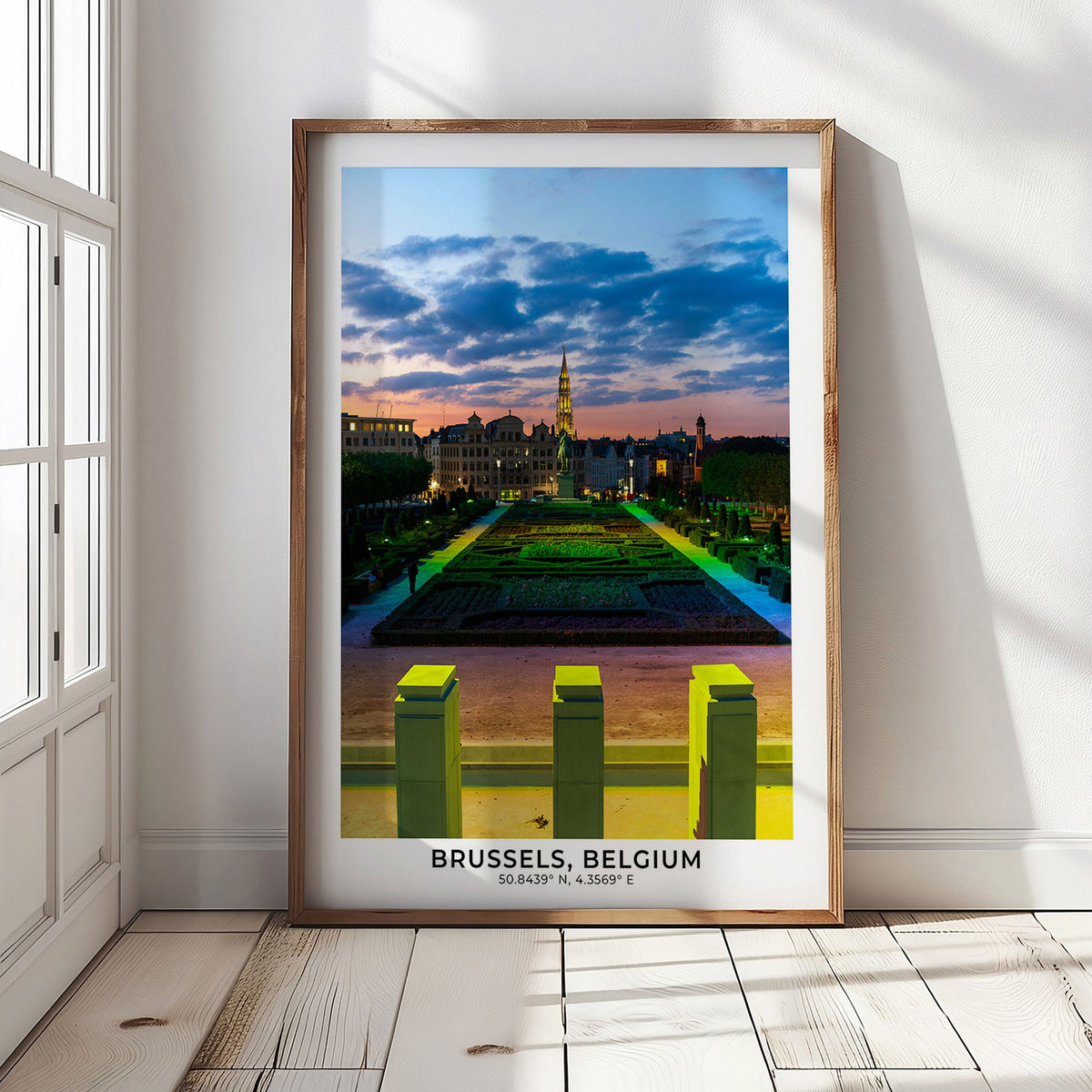 Brussels Print, Belgium Travel Photography, Mont des Arts, Kunstberg, Colourful Sunset Vertical Wall Art