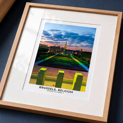 Brussels Print, Belgium Travel Photography, Mont des Arts, Kunstberg, Colourful Sunset Vertical Wall Art