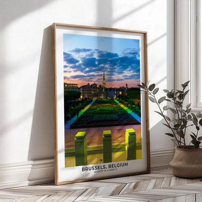 Brussels Print, Belgium Travel Photography, Mont des Arts, Kunstberg, Colourful Sunset Vertical Wall Art
