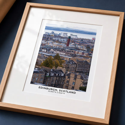 Edinburgh Print With Map Coordinates, Calton Hill Cityscape, Vertical Wall Art