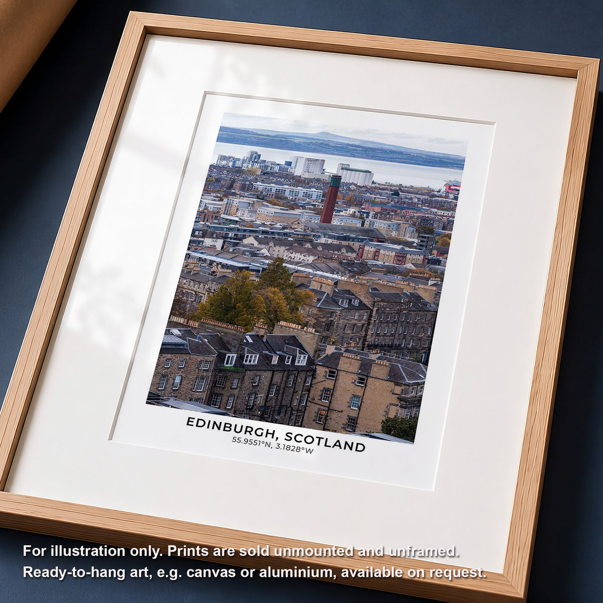 Edinburgh Print With Map Coordinates, Calton Hill Cityscape, Vertical Wall Art