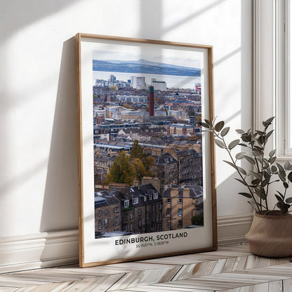 Edinburgh Print With Map Coordinates, Calton Hill Cityscape, Vertical Wall Art