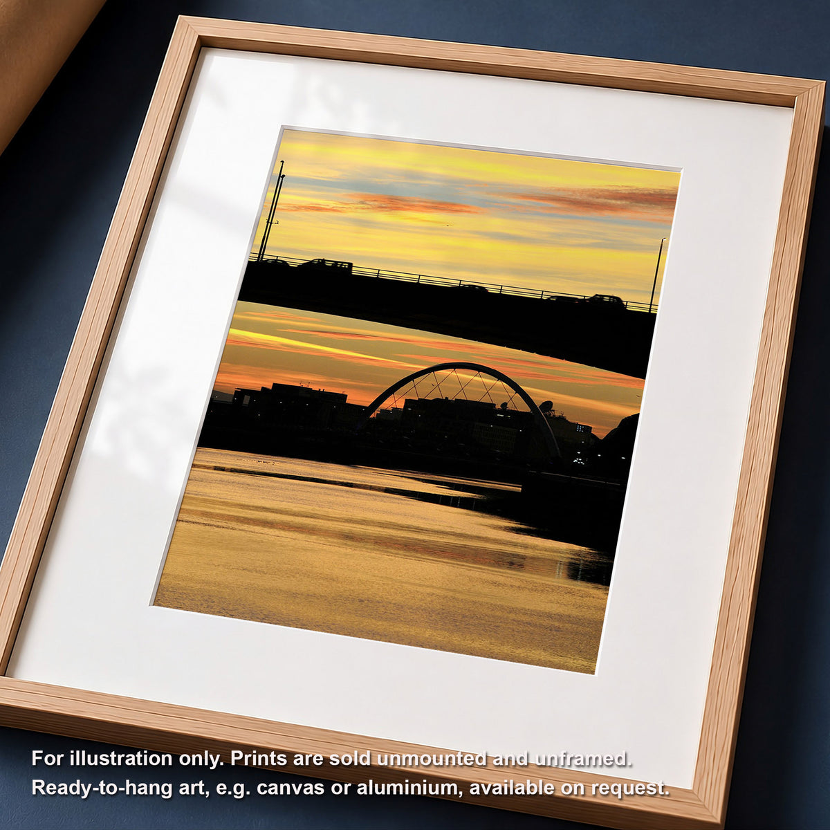 Glasgow Sunset Print, River Clyde Bridge Silhouette