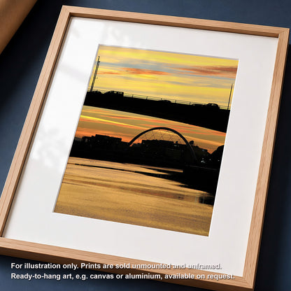 Glasgow Sunset Print, River Clyde Bridge Silhouette