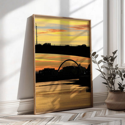 Glasgow Sunset Print, River Clyde Bridge Silhouette