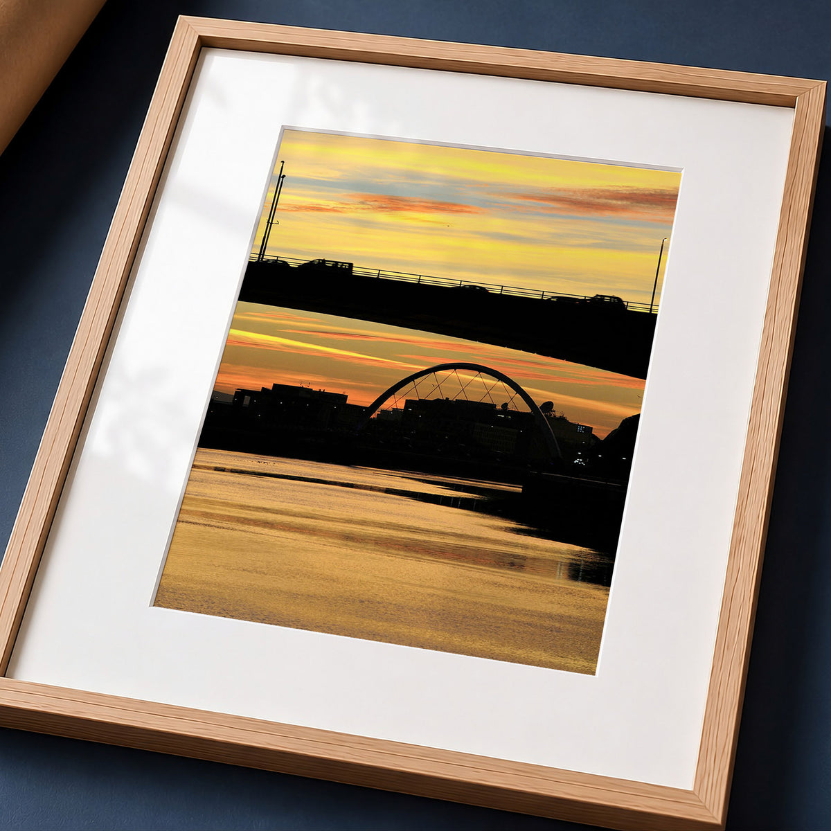 Glasgow Sunset Print, River Clyde Bridge Silhouette
