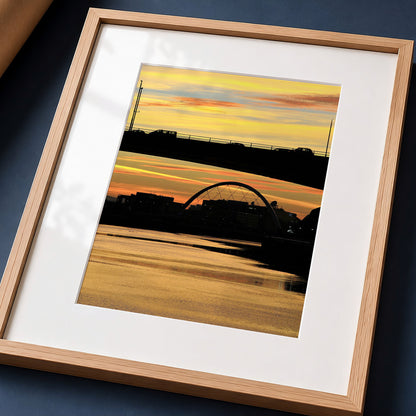 Glasgow Sunset Print, River Clyde Bridge Silhouette