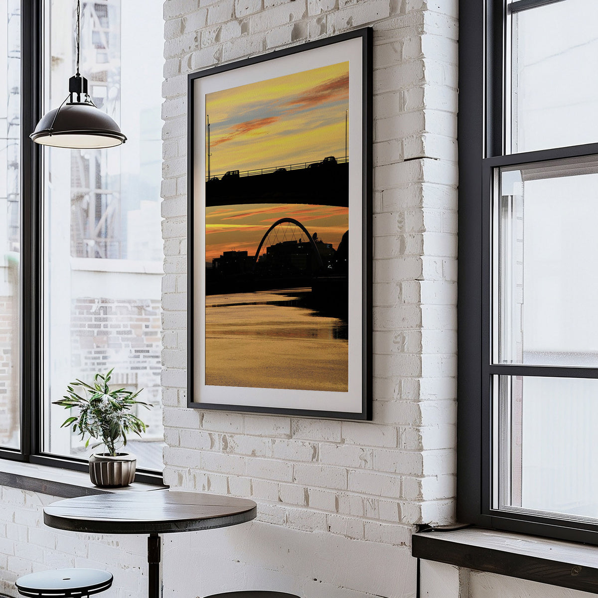 Glasgow Sunset Print, River Clyde Bridge Silhouette