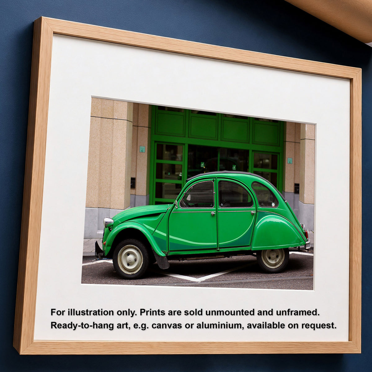 Green Classic Car Print, Vintage Citroen 2CV, Brussels Street Photography