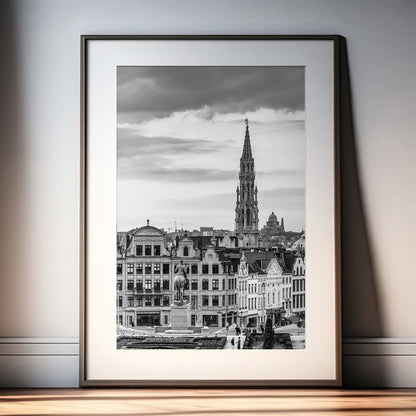 Brussels Black and White Print | Vertical Cityscape