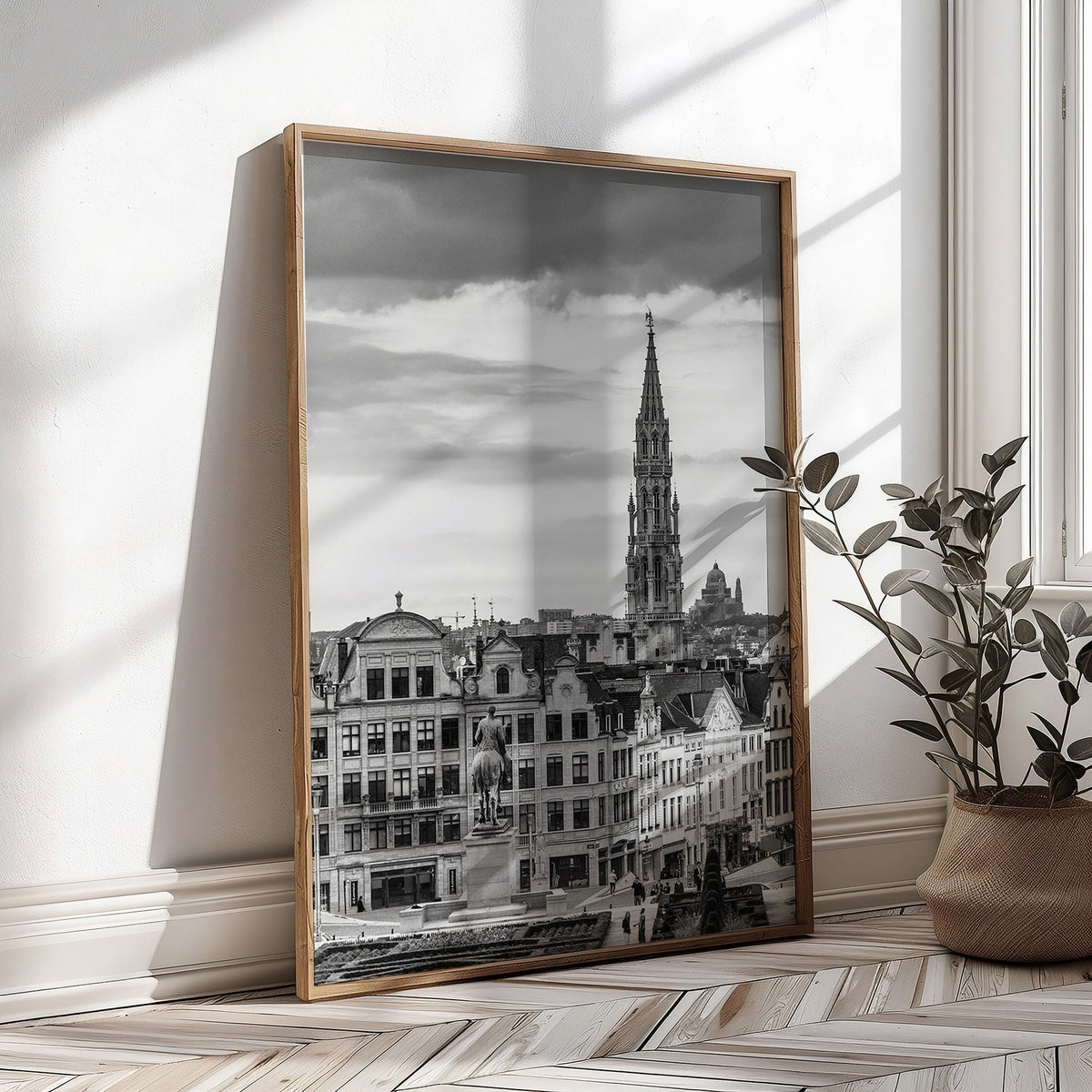 Brussels Black and White Print | Vertical Cityscape