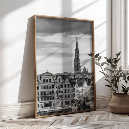 Brussels Black and White Print | Vertical Cityscape