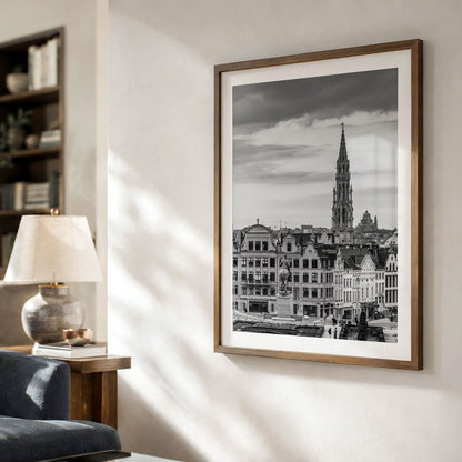 Brussels Black and White Print | Vertical Cityscape