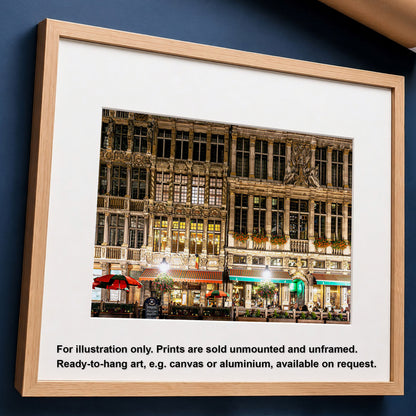 Brussels Grand Place Print, City Night Photography