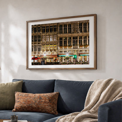 Brussels Grand Place Print, City Night Photography