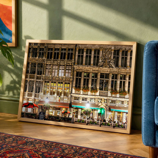 Brussels Grand Place Print, City Night Photography