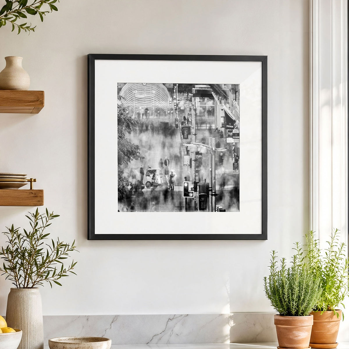 Glasgow Buchanan Street | Square Black and White Long Exposure Print (1)