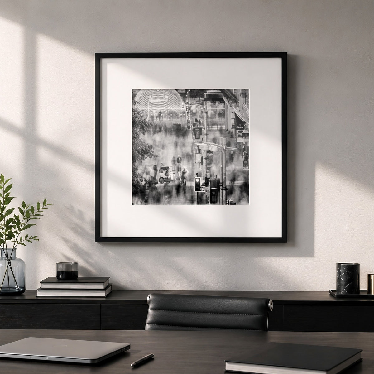 Glasgow Buchanan Street | Square Black and White Long Exposure Print (1)