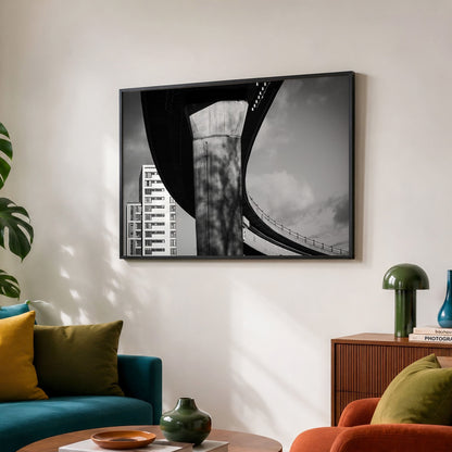 Glasgow Black And White Print | M8 Flyover | Concrete Architecture