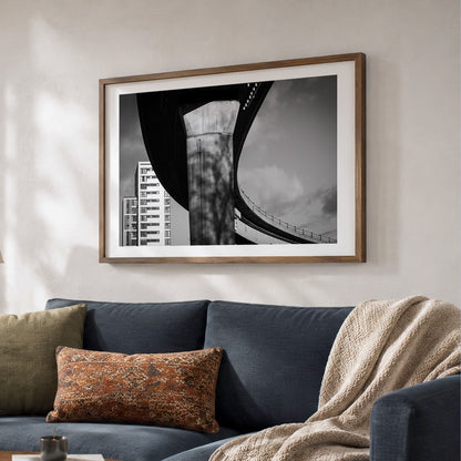 Glasgow Black And White Print | M8 Flyover | Concrete Architecture