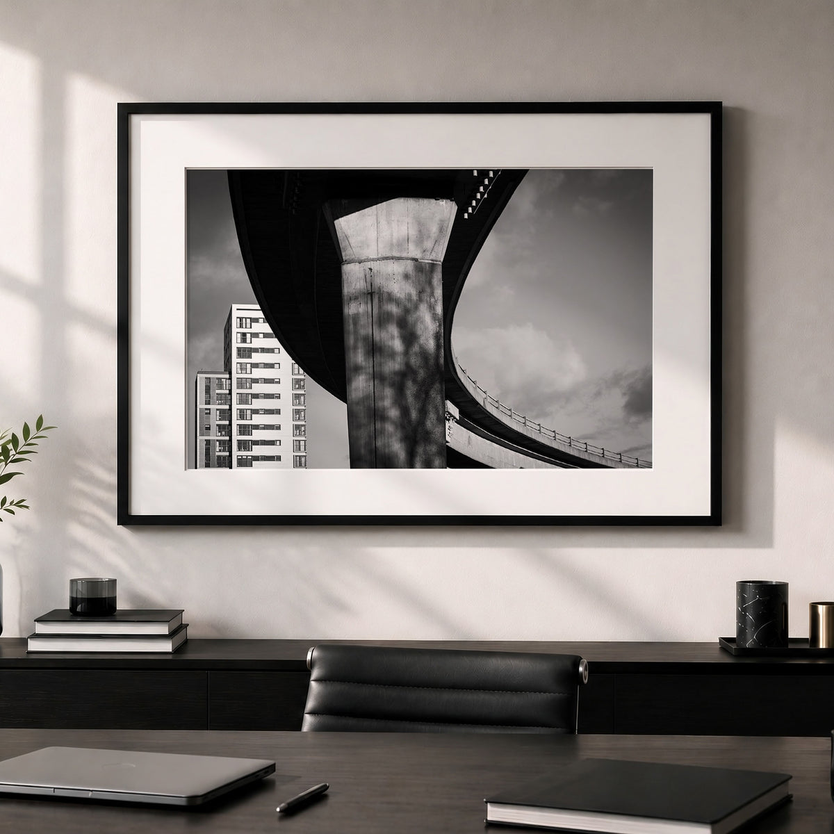 Glasgow Black And White Print | M8 Flyover | Concrete Architecture