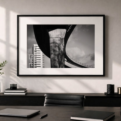 Glasgow Black And White Print | M8 Flyover | Concrete Architecture