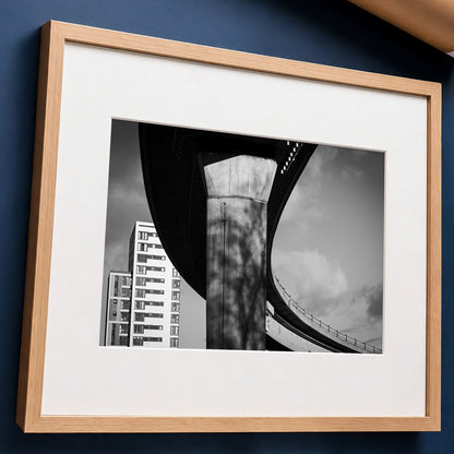 Glasgow Black And White Print | M8 Flyover | Concrete Architecture