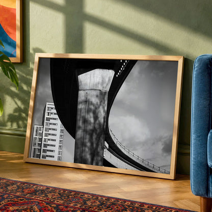 Glasgow Black And White Print | M8 Flyover | Concrete Architecture