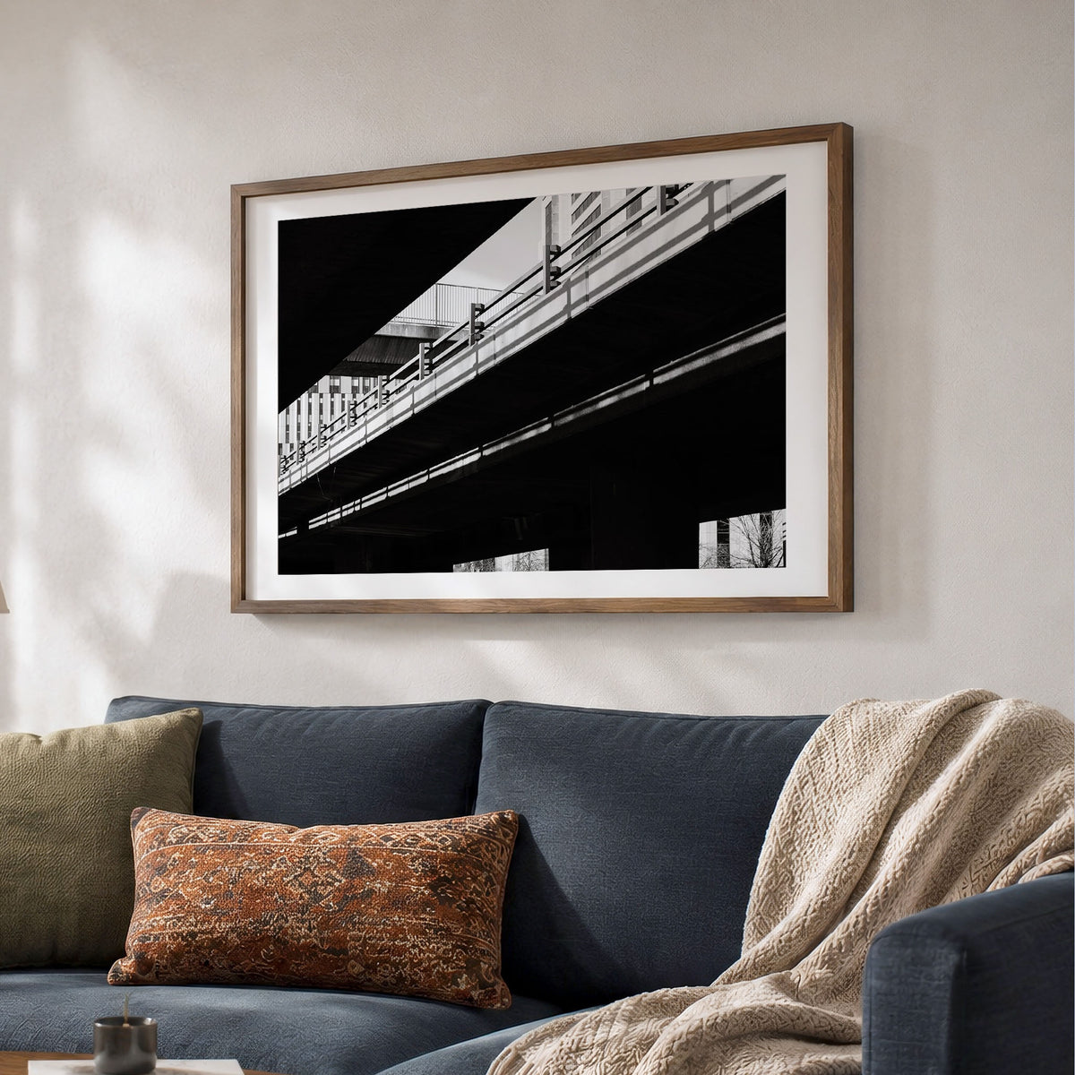 Glasgow Monochrome Print | Anderston Motorway Light & Shadow
