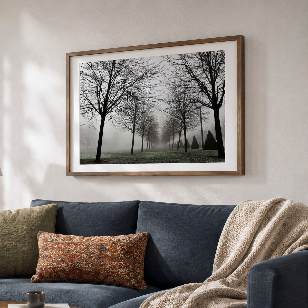 Foggy Landscape Print | Misty Rows of Trees Nature Photography