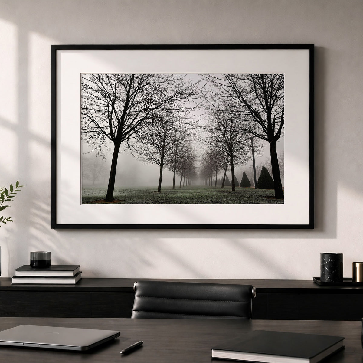 Foggy Landscape Print | Misty Rows of Trees Nature Photography