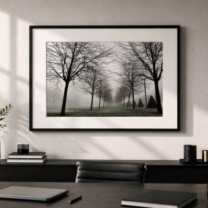 Foggy Landscape Print | Misty Rows of Trees Nature Photography