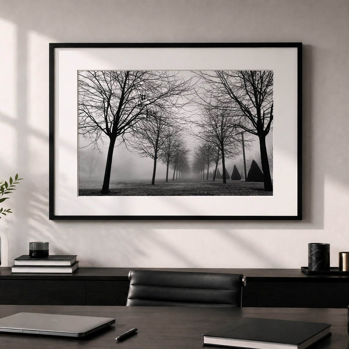 Foggy Trees Monochrome Print | Glasgow Green Landscape