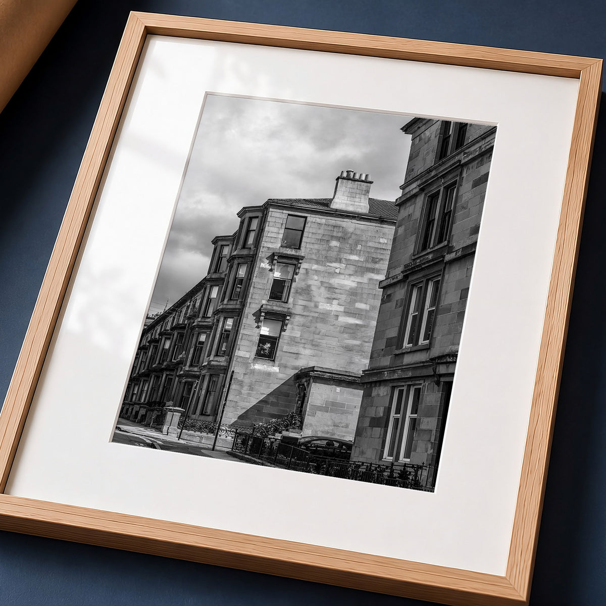 Glasgow Hillhead Vertical Print | Monochrome Tenement Architecture