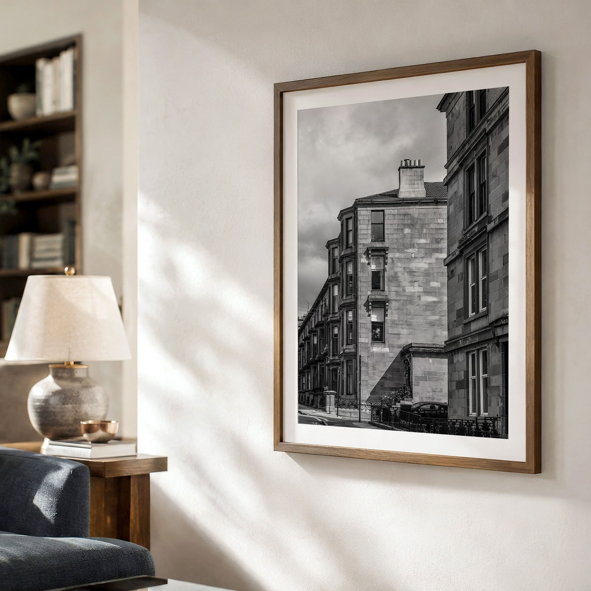 Glasgow Hillhead Vertical Print | Monochrome Tenement Architecture
