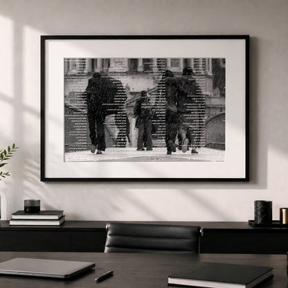 St Paul's and Millennium Bridge Print | Monochrome London Cityscape