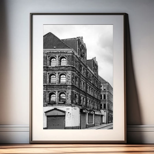 Glasgow Barras Pipe Factory Print | Black and White